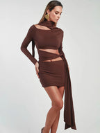 שמלת מיני חיתוכים דגם סופיה