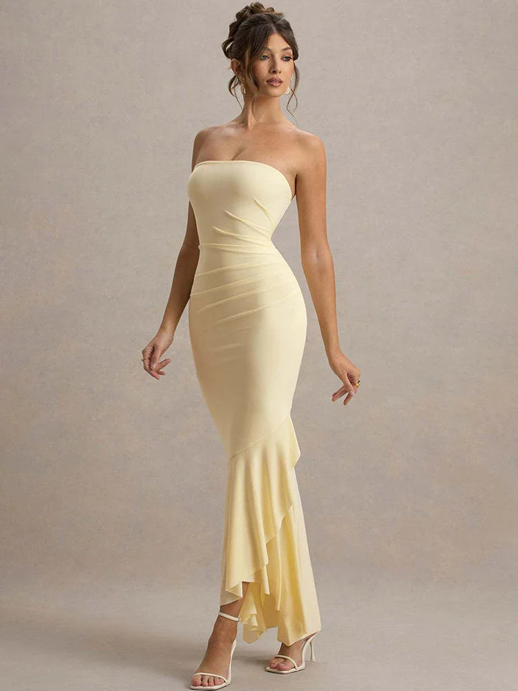 שמלת מקסי סטרפלס דגם ויקטוריה