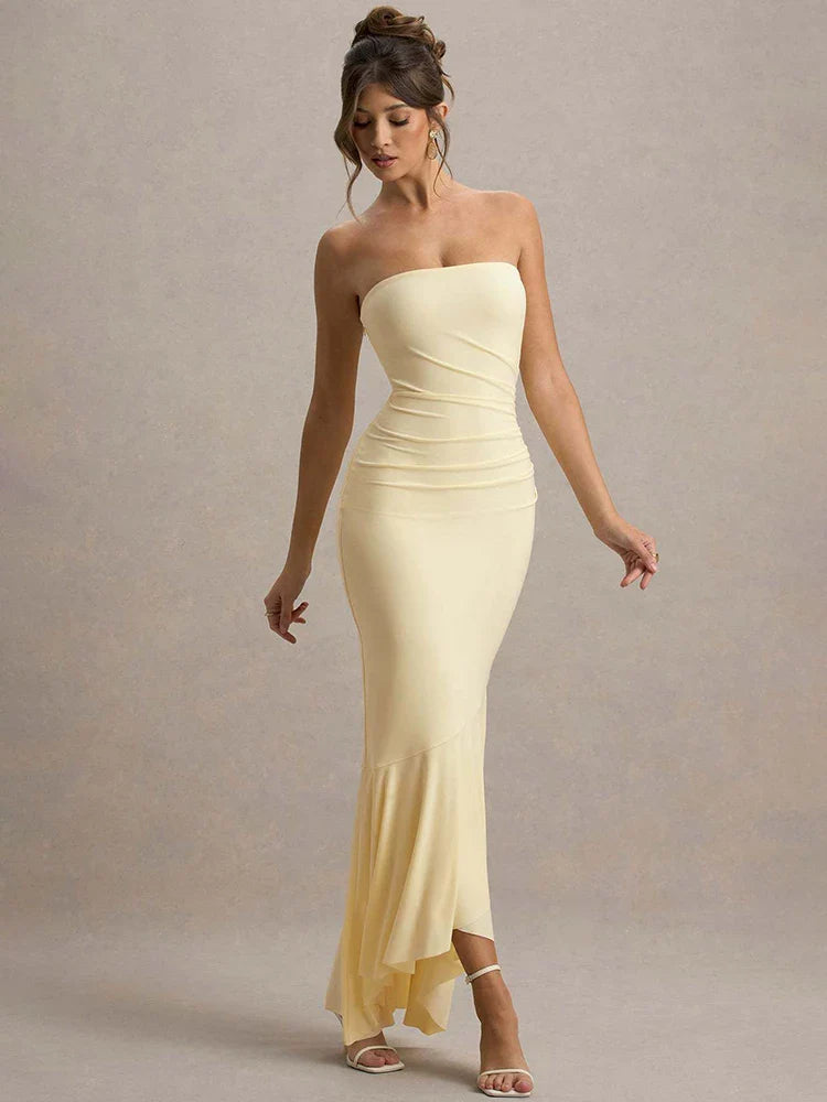 שמלת מקסי סטרפלס דגם ויקטוריה