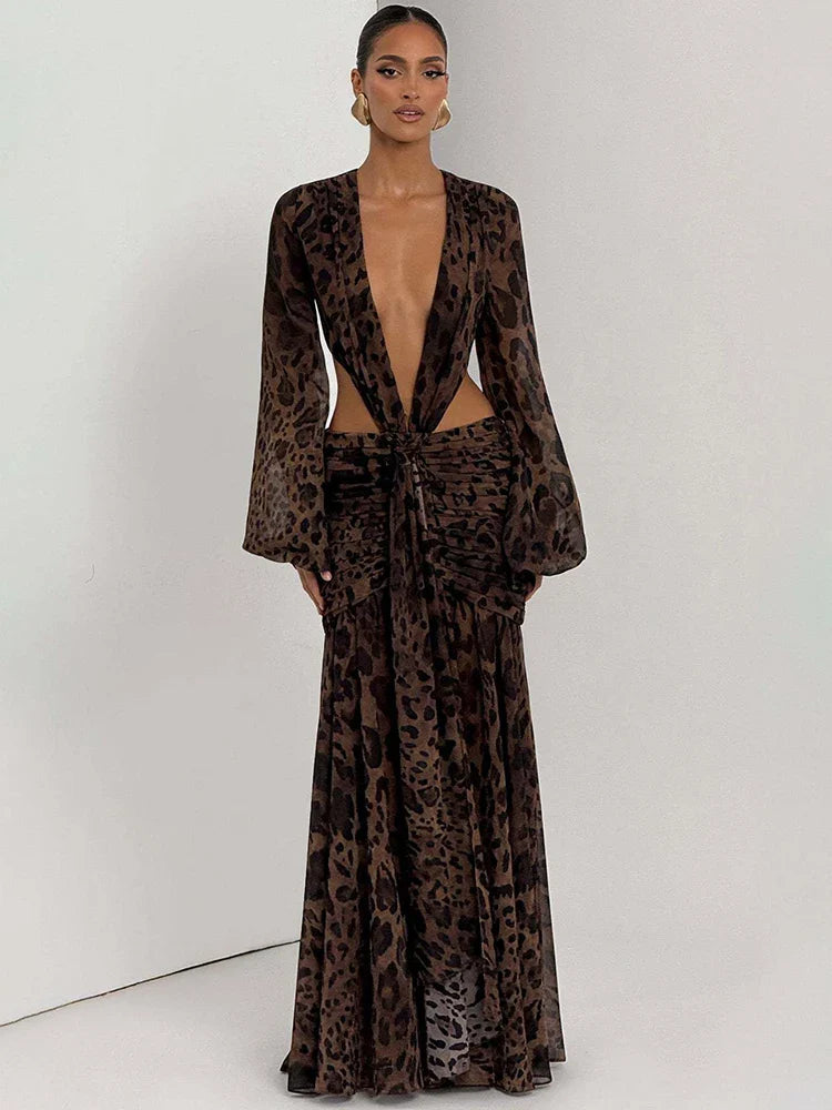 שמלת מקסי חיתוכים דגם לנה