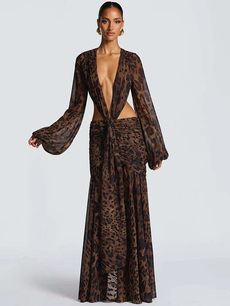 שמלת מקסי חיתוכים דגם לנה