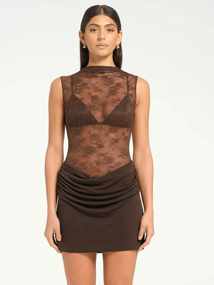 שמלת מיני תחרה דגם אושן