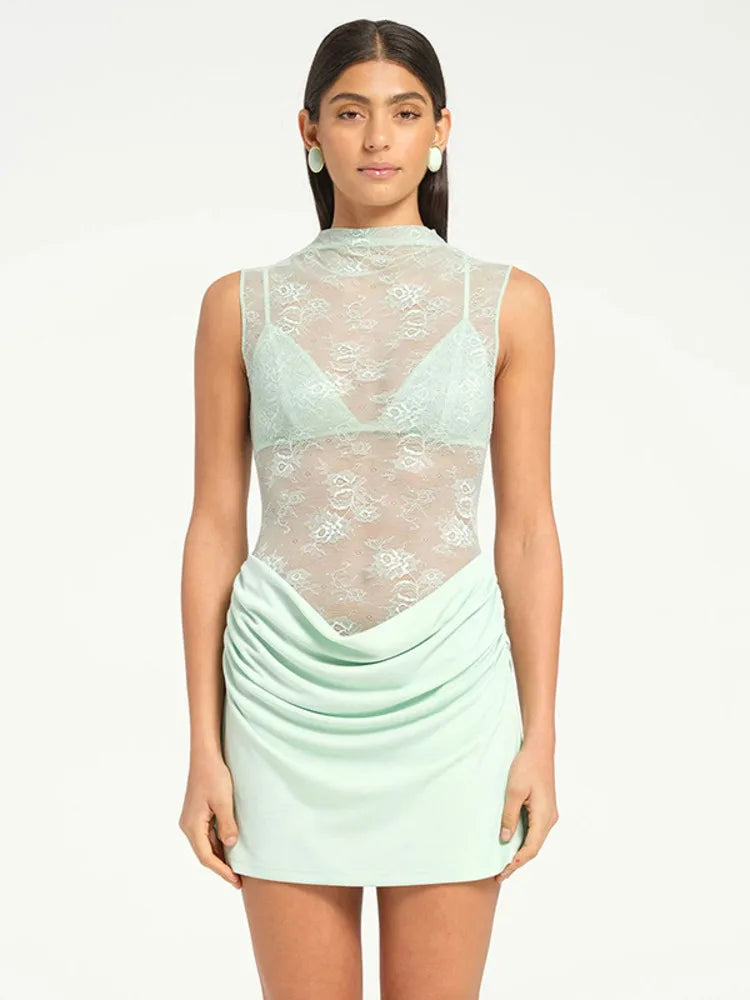 שמלת מיני תחרה דגם אושן