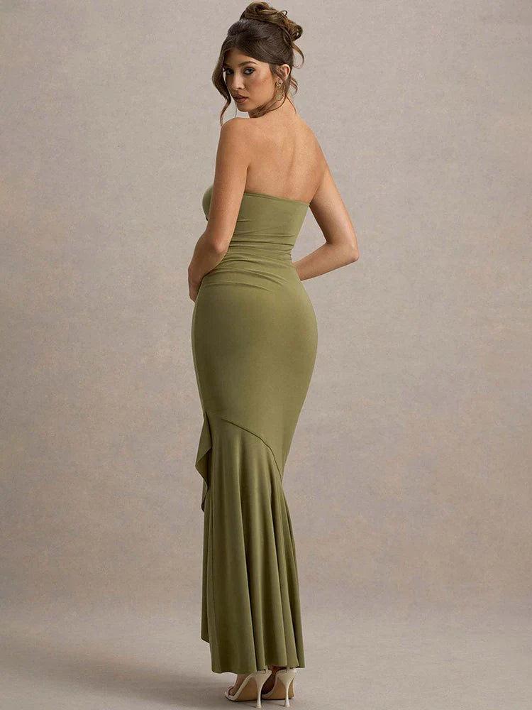 שמלת מקסי סטרפלס דגם ויקטוריה